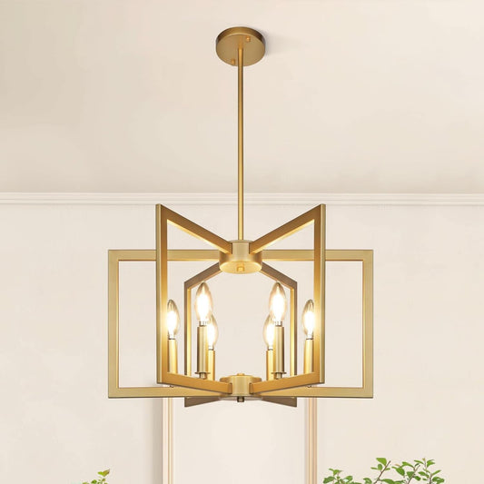 Six Light Gold Pendant Light Modern Farmhouse Chandelier