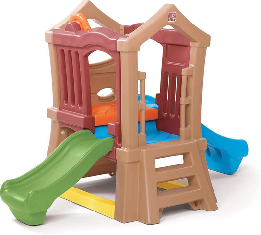 Play Up Double Slide Climber Outdoor Playset For Toddlers Ages 2 To 6 2 Slides
