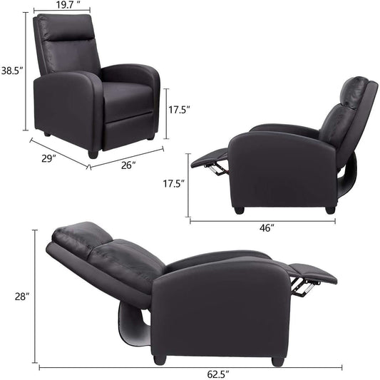 PU Leather Recliner Chair For Home Theater Ergonomic Build