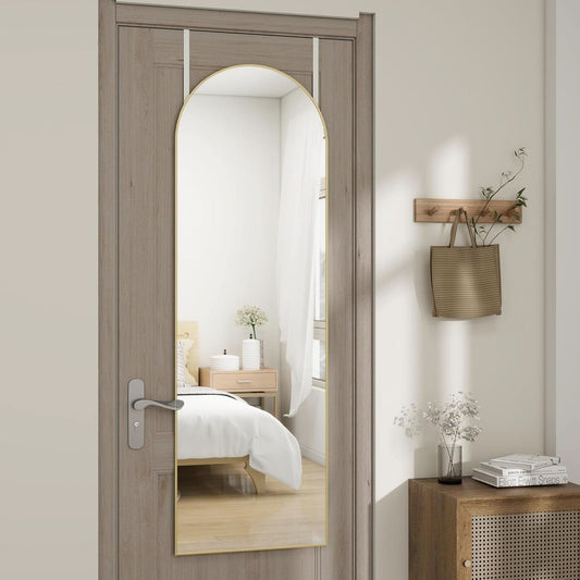 Door Mirror 14 By 48 Inches Gold Hanging Over The Door