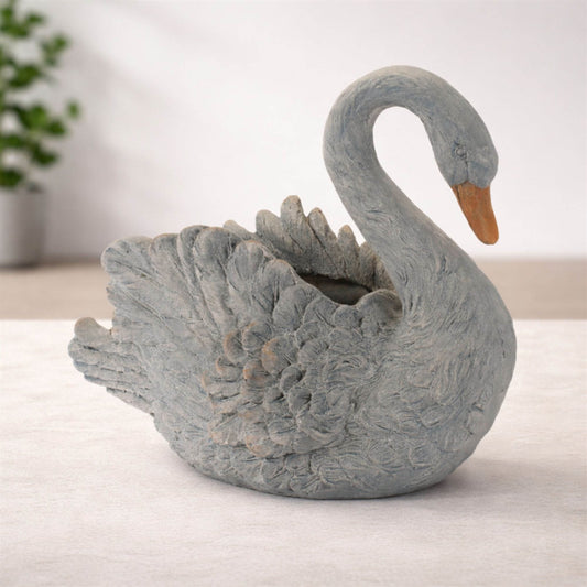 Rustic Swan Planter – Farmhouse Resin Flower Pot for Indoor & Outdoor Decor