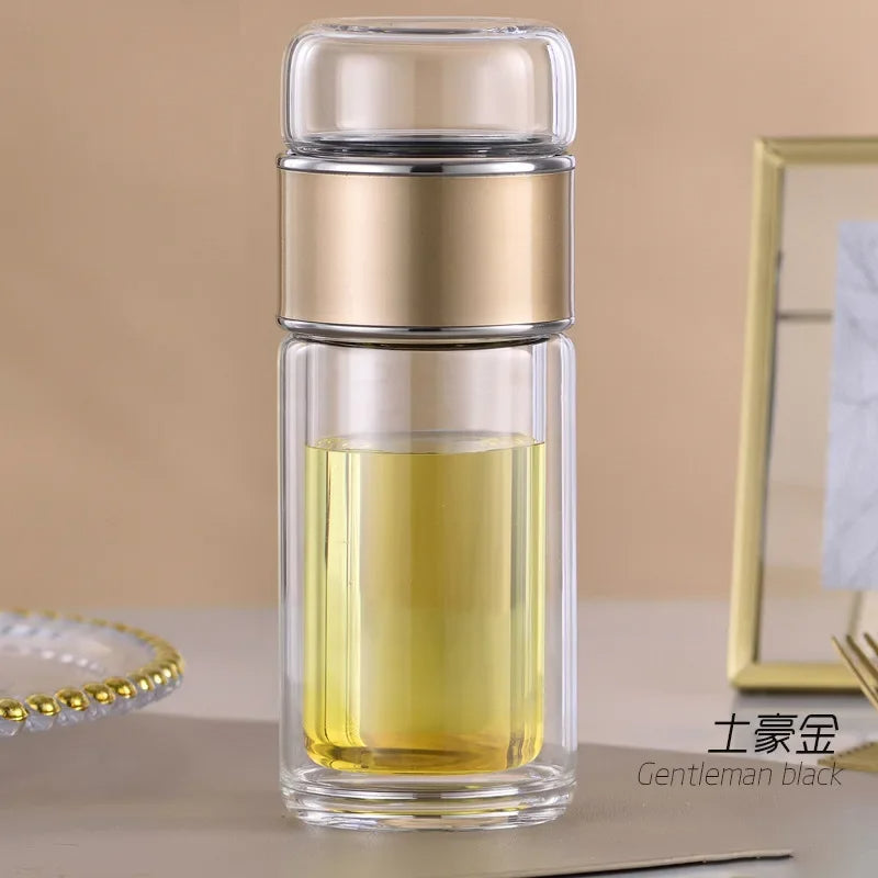 Double Wall Glass Tea Infuser Bottle