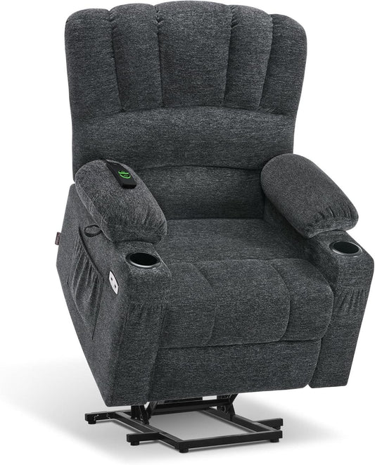 Dark Grey Power Lift Recliner With Massage And USB Charging