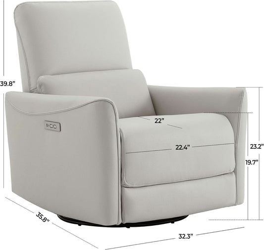 Cream Power Recliner Chair With USB Charging Lumbar Support