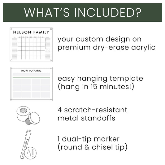 Frosted Acrylic Yearly Calendar | Horizontal Multi-style
