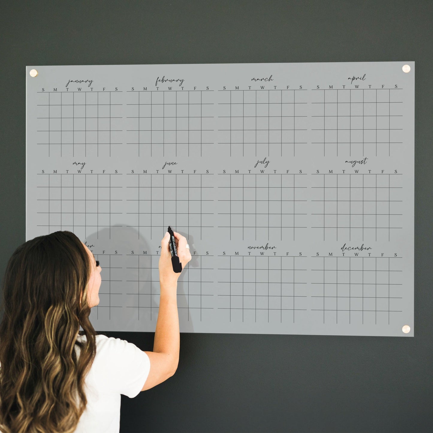 Frosted Acrylic Yearly Calendar | Horizontal Pennington