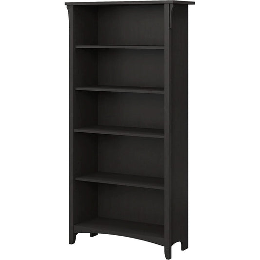 Vintage Black Bookcase With Adjustable Shelves For Home