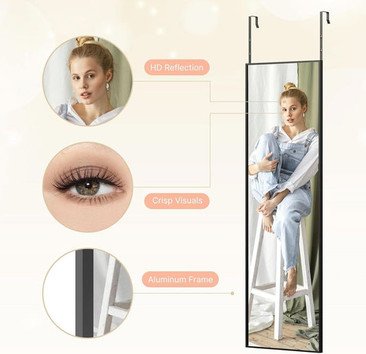 48x14 Inch Full Length Tempered Glass Door Mirror Over Door