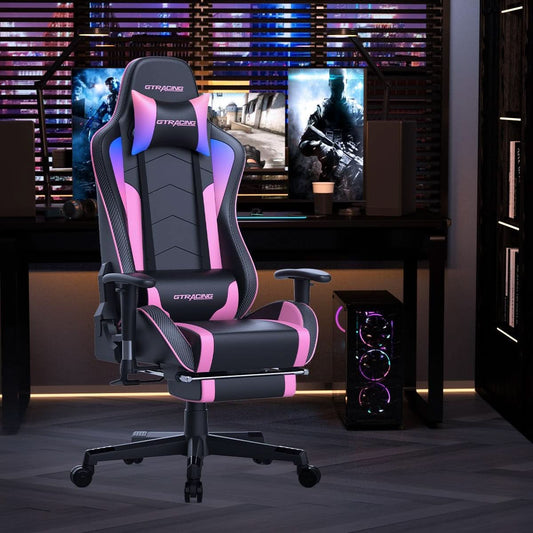 Ergonomic Gaming Chair With Bluetooth Speakers And Footrest