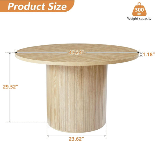 Round Dining Table For 4 47 Inch Modern Farmhouse Natural