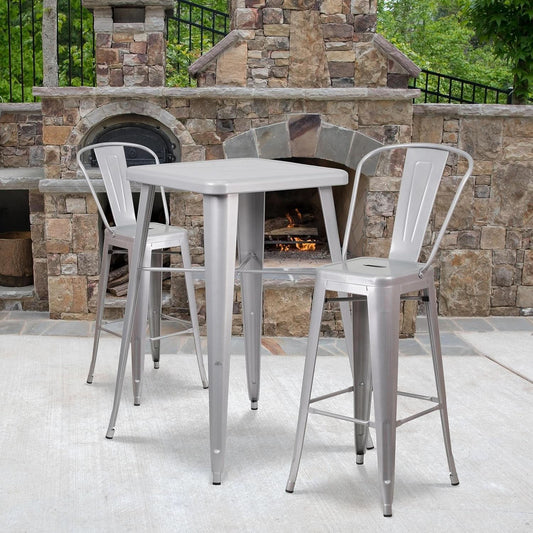 Commercial Grade Metal Barstool Set for Indoor Outdoor Use
