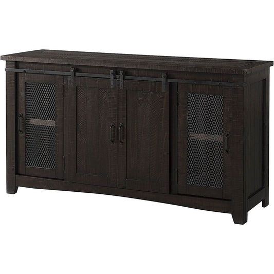 Espresso TV Stand With Sliding Barn Doors Solid Pine