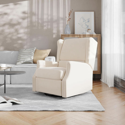 Omma Swivel Glider Rocking Recliner Cream Upholstered 3In1