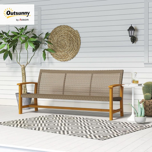 Spacious Wicker Outdoor Couch for Three Comfortable Seats