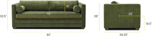 EightyTwoInches Pull Out Sofa Bed With Hidden Mattress