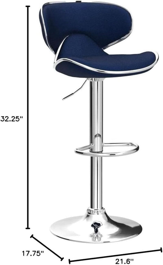 Blue Velvet Upholstered Adjustable Swivel Barstool Set Of 2