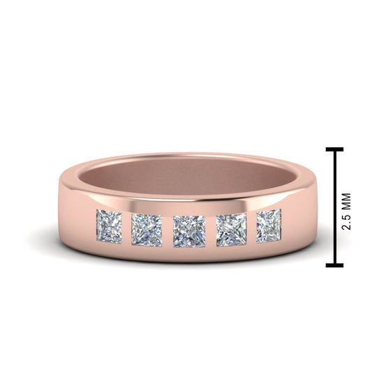Flat Flush Set Mens Wedding Band