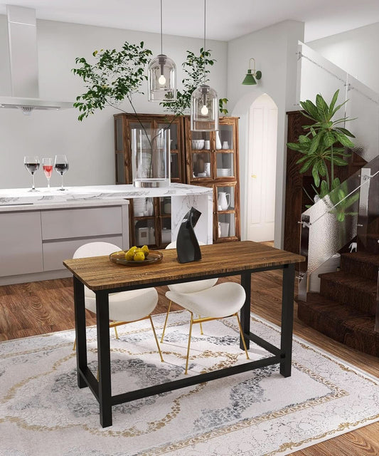 51 Inch Home Office Desk Two Tone Rustic Brown Black