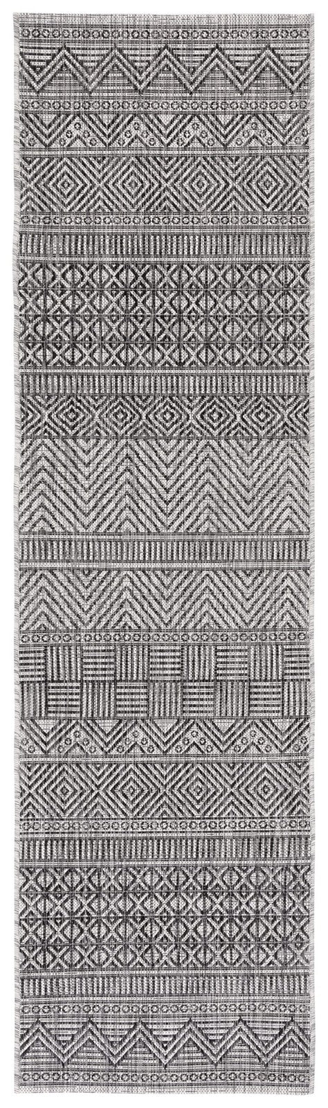 Safavieh Washable Rug Outdoor Courtyard Collection - 23 X 67 Runner Black Grey