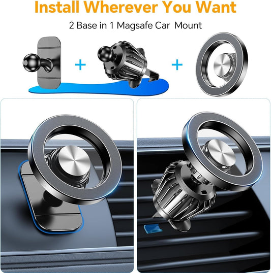 N21 MagSafe Car Mount Strong Magnets Magnetic 1 Pack Black Adjustable