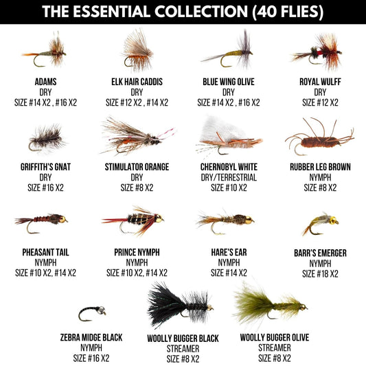 Ventures Fly Co. 40 Premium Hand Tied Fly Fishing Flies Assortment Fly Included