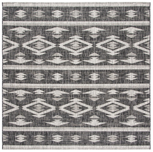 Safavieh Washable Rug Outdoor Courtyard Collection - 4 Square Black Grey