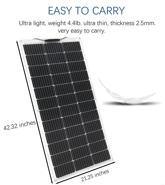 Xinpuguang Flexible Solar Panel 100W 12V Monocrystalline Solar Kit Hightweight
