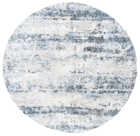 Safavieh Berber Shag Collection 67 Round Ivory/Grey Ber273A Modern Abstract