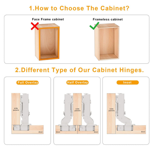 Luokim 10 Pack 5 Pairs Frameless Soft Close Half Overlay Cabinet Hinges