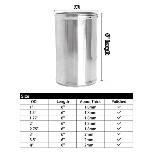Etl Industries Od 4102Mm Length 6 152Mm Aluminum Pipe Intake Adapter 4 Tube