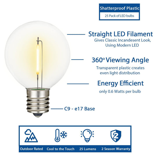 Novelty Lights 50 Feet G50 Led Patio String Light Set 50 Bulbs Warm White
