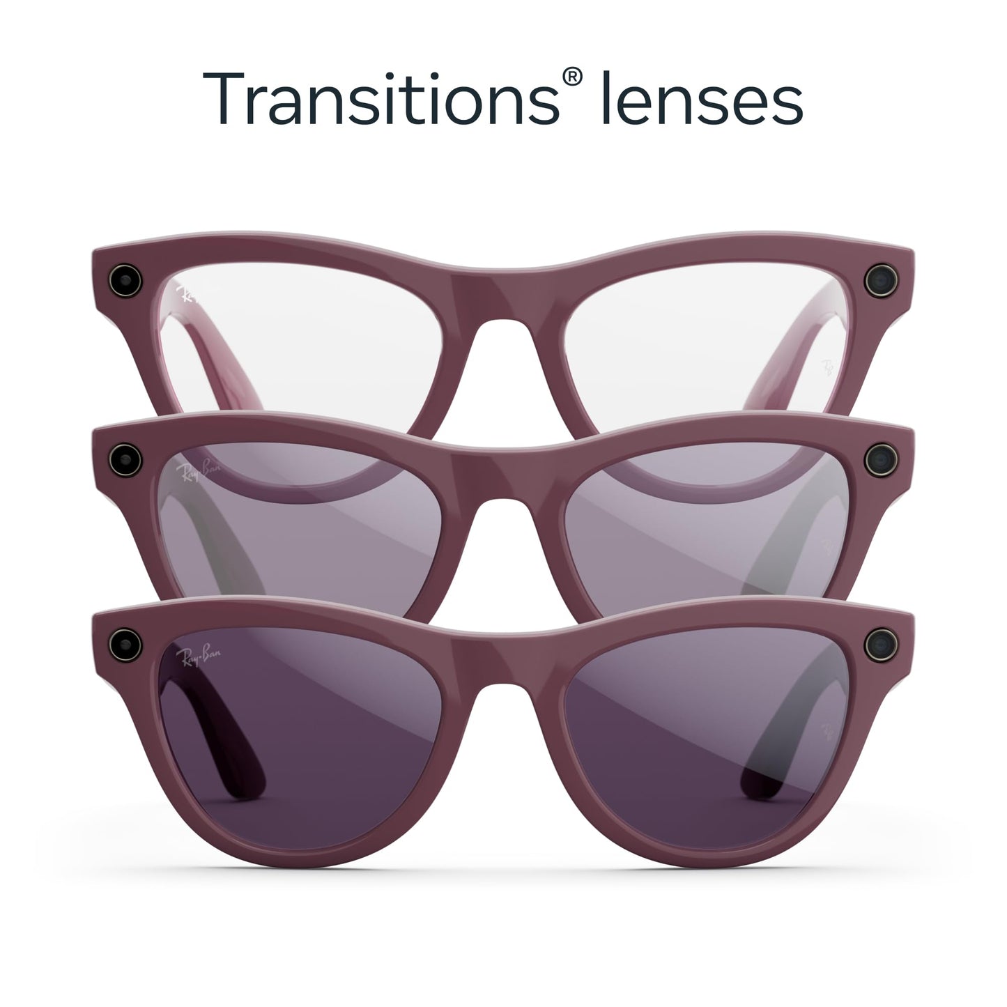 Ray-Ban Meta Skyler (Gen 2) with Meta AI, photo and video capture, longer battery life - Shiny Transparent Peach, Transitions® Brown Lenses