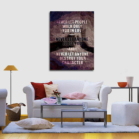 Never Let Anyone Destroy Your Character Canvas Wall Art, Motivational Decor, Motivational Quotes