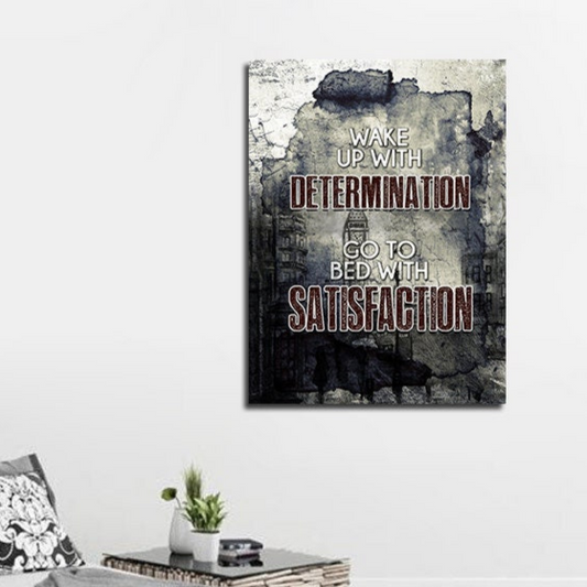 Wake Up With Determination Go To Bed With Satisfaction Motivational Canvas Wall Art, Motivational Decor, Motivational Sign, Office Decor