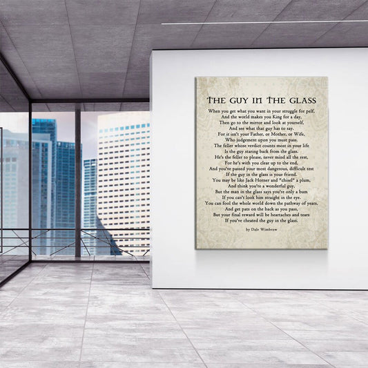 The Guy in the Glass Canvas Wall Art, 1934 Poem by Dale Wimbrow, Graduation Gift, Graduation Idea, Office Decor