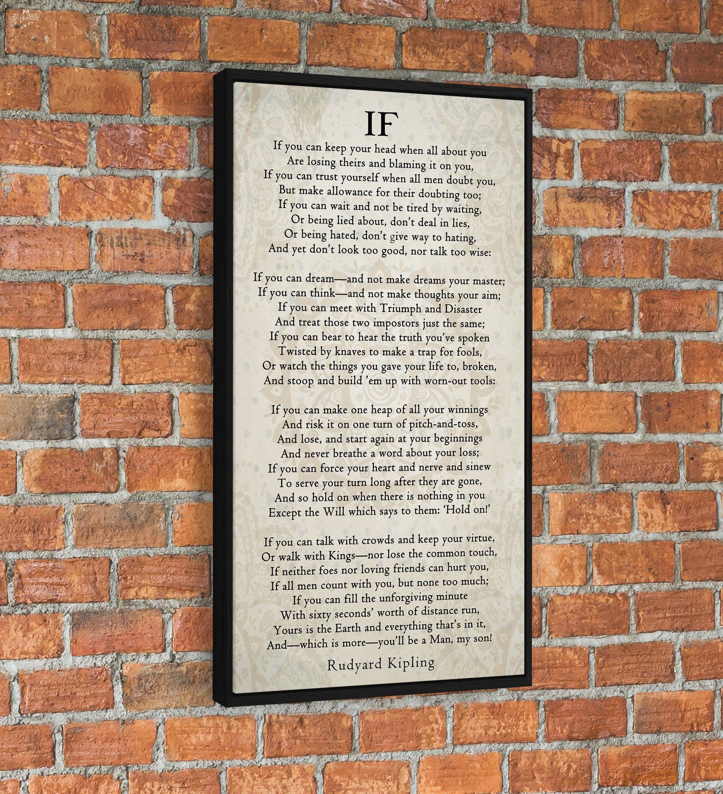 If Poem Canvas Wall Art | Rudyard Kipling Inspirational Graduation Gift