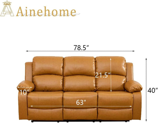 Leather Recliner Sofa Set With Drop Table Ginger 3Seater