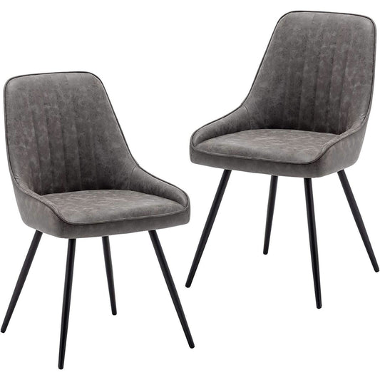 Modern Faux Leather Dining Chairs Set Of 2 Armless Metal Legs