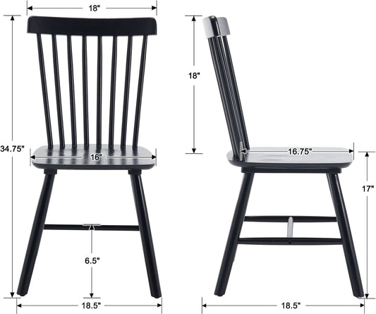 Windsor Spindle Back Dining Chair Armless Black Wood