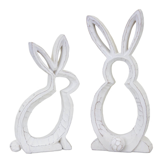 Set of 2 Carved Resin Stone Bunny Silhouettes