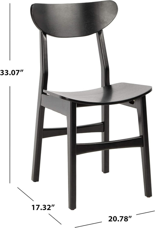 Retro Black Wood Dining Chair Set Of 2 For Home Dining