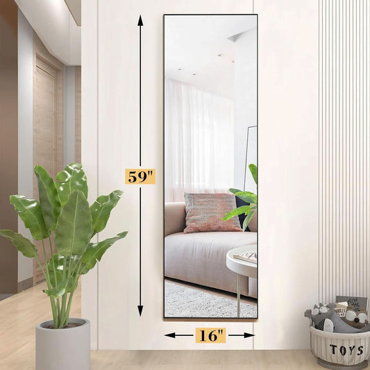 Full Length Floor Mirror 59x17 Aluminum Frame for Bedroom