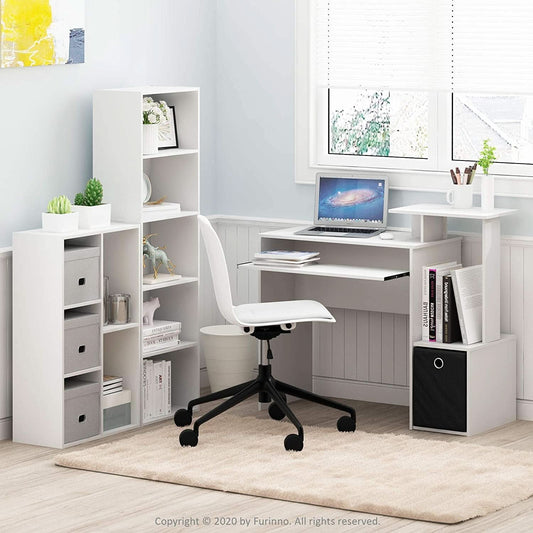 White 5 Tier Bookcase Storage Shelf For Living Room