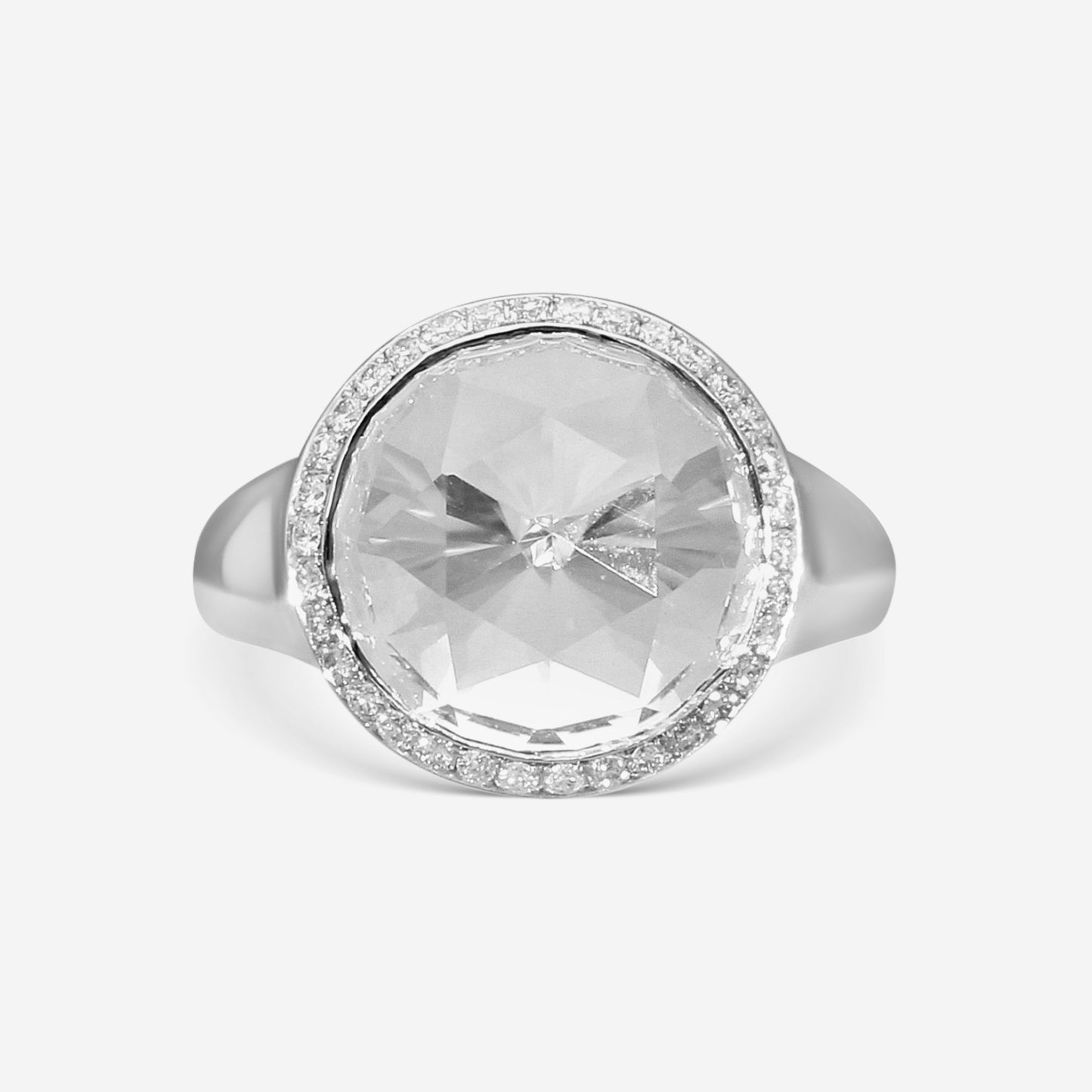 SUZANNE KALAN - 18K White Gold, White Topaz and Diamond Ring (DIA: 0.30 ct. twd.) -AKR539-WGWT
Ring Size: 6.5