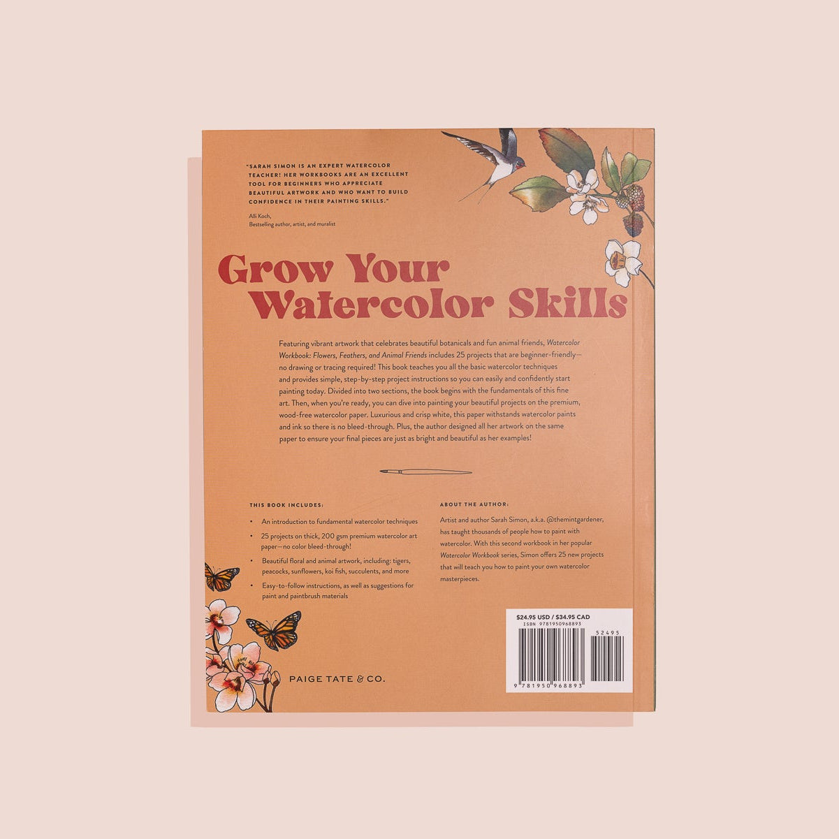 Watercolor Workbook: Flowers, Feathers, and Animal Friends