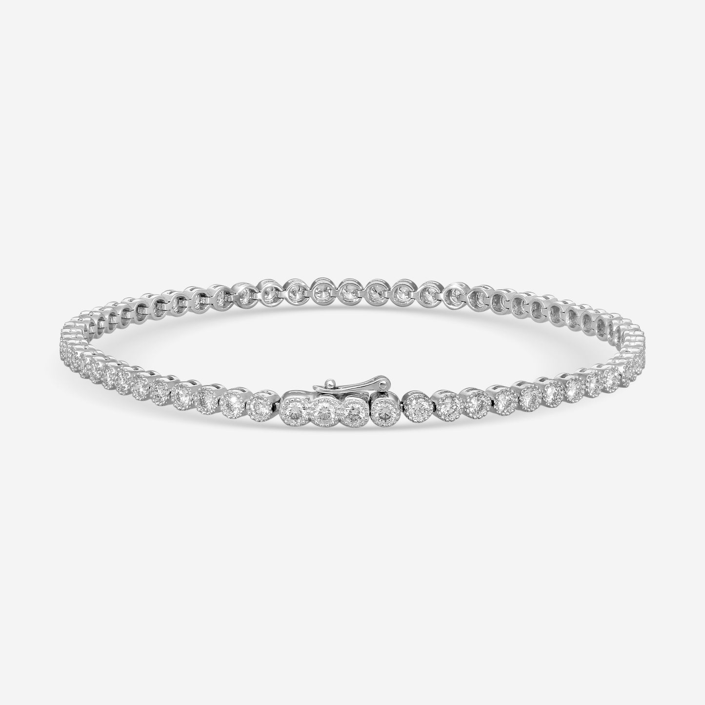 Mémoire - Milgrain 18K White Gold Line Diamond Bracelet CBDD134-18KW