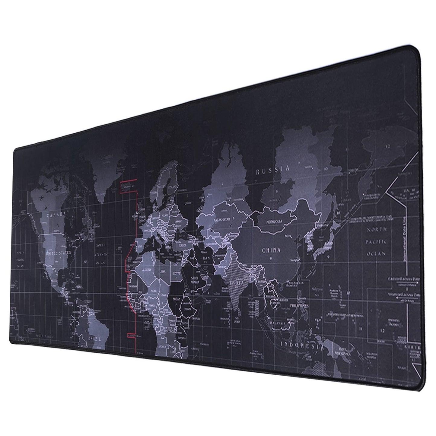 World Map Gaming Mouse Pad 31.0"x11.5" (3.0mm) - Non-Slip Rubber Base, Durable Stitched Edges, Smooth Surface