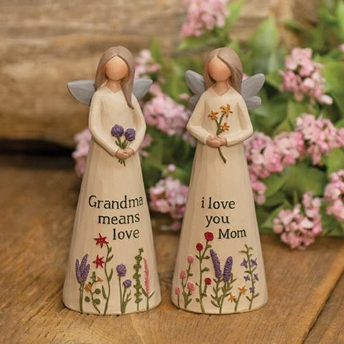 I Love You Mom Resin Angel Figurine