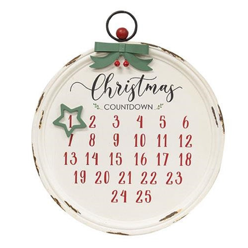 Distressed Christmas Bulb Countdown Calendar with Star Magnet