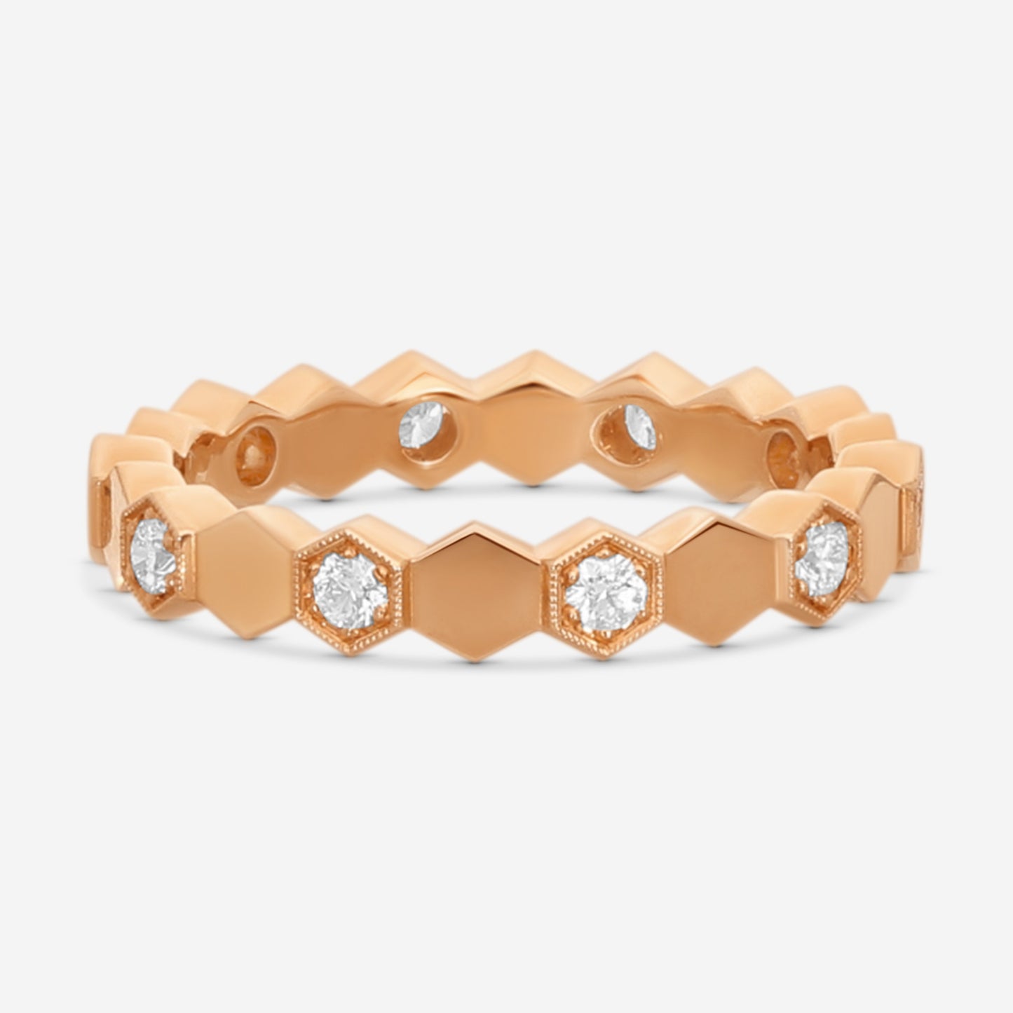 Hearts On Fire - 18K Rose Gold Hex Diamond .30 ct Eternity Band Ring HBAHEX8R-Z65-C